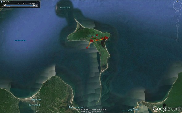 Charlie Tracking September 17, 2015 on Gardiners Island