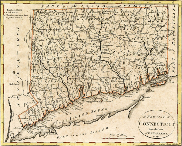 A New Map of Connecticut, published 1799 – Henry L. Ferguson Museum